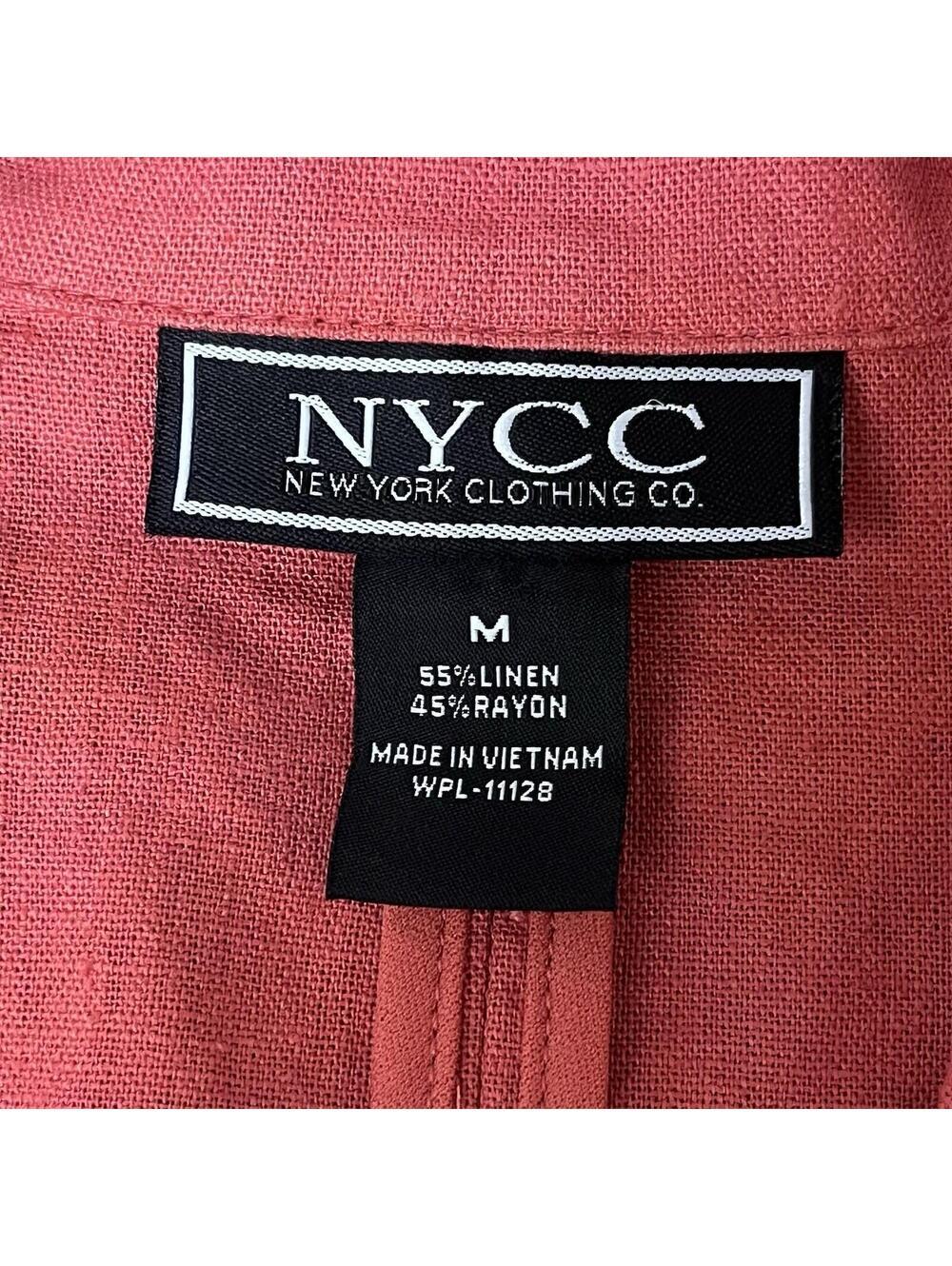 New York & Company Pink Linen Blazer Medium Vintage Y2K Open Front Jacket - Picture 9 of 10